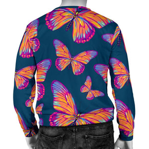 Orange And Purple Butterfly Print Men's Crewneck Sweatshirt GearFrost