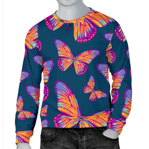 Orange And Purple Butterfly Print Men's Crewneck Sweatshirt GearFrost