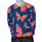 Orange And Purple Butterfly Print Men's Crewneck Sweatshirt GearFrost