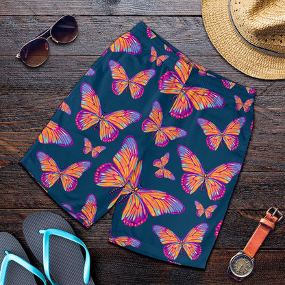 Orange And Purple Butterfly Print Men's Shorts