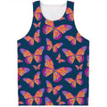 Orange And Purple Butterfly Print Men's Tank Top