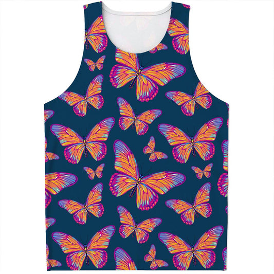 Orange And Purple Butterfly Print Men's Tank Top