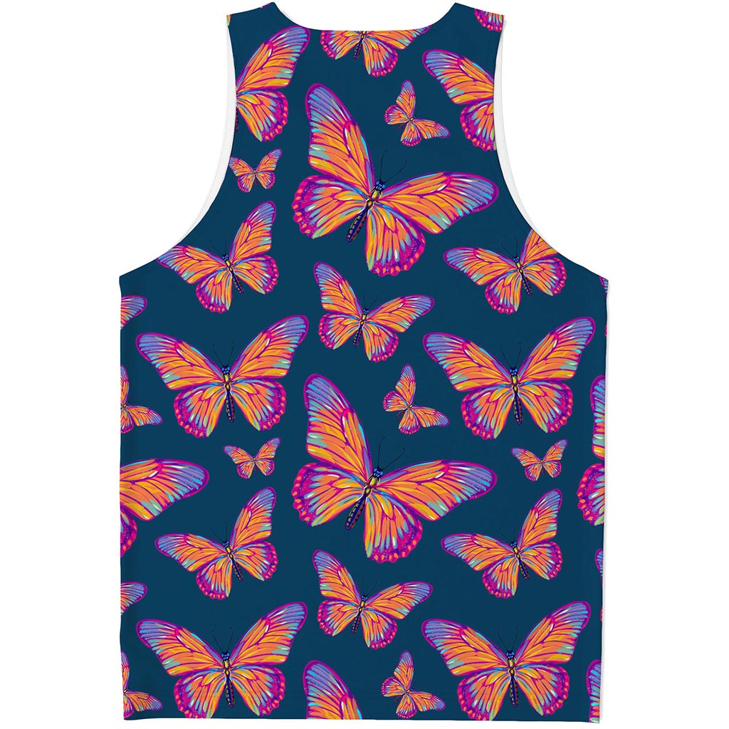 Orange And Purple Butterfly Print Men's Tank Top