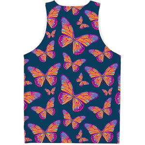 Orange And Purple Butterfly Print Men's Tank Top