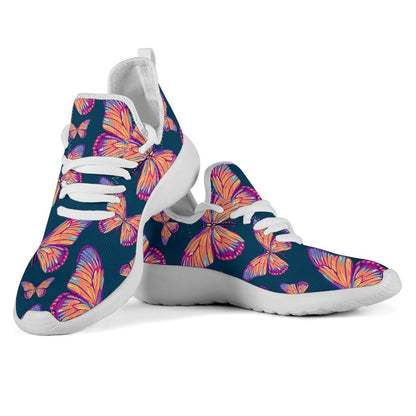 Orange And Purple Butterfly Print Mesh Knit Shoes GearFrost
