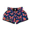 Orange And Purple Butterfly Print Muay Thai Boxing Shorts