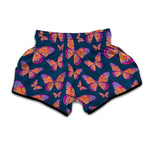 Orange And Purple Butterfly Print Muay Thai Boxing Shorts