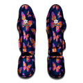 Orange And Purple Butterfly Print Muay Thai Shin Guards
