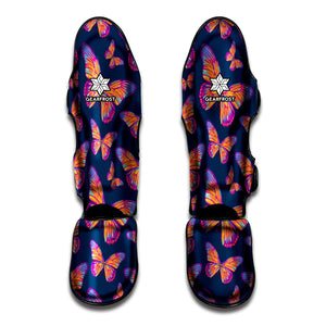 Orange And Purple Butterfly Print Muay Thai Shin Guard