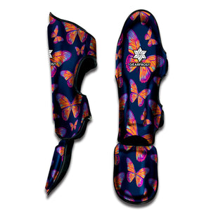 Orange And Purple Butterfly Print Muay Thai Shin Guard