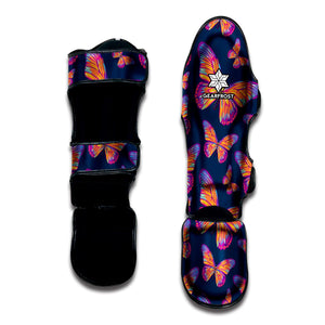 Orange And Purple Butterfly Print Muay Thai Shin Guard