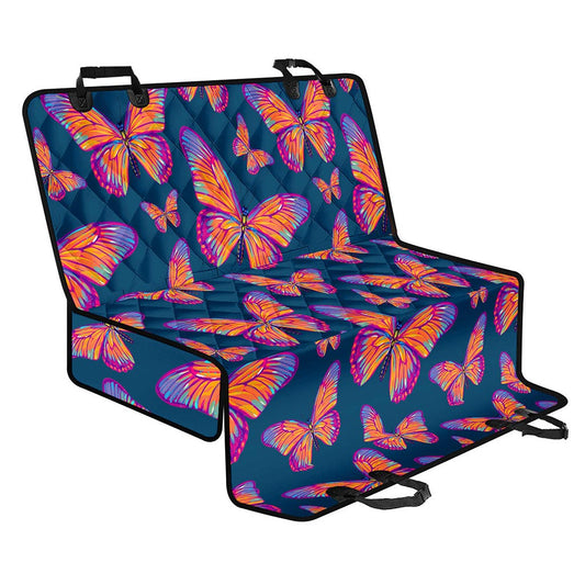 Orange And Purple Butterfly Print Pet Car Back Seat Cover