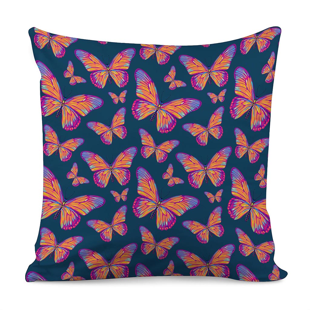 Orange And Purple Butterfly Print Pillow Cover