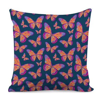 Orange And Purple Butterfly Print Pillow Cover