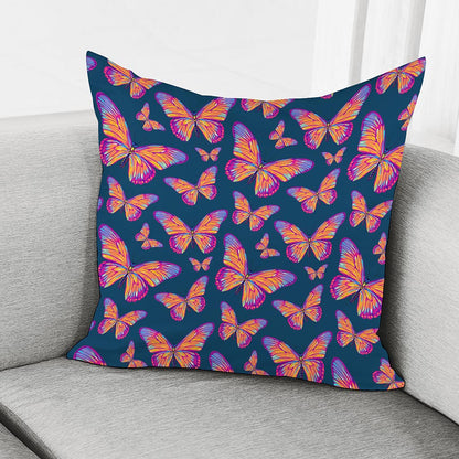 Orange And Purple Butterfly Print Pillow Cover