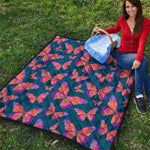 Orange And Purple Butterfly Print Quilt