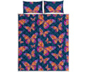 Orange And Purple Butterfly Print Quilt Bed Set