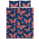 Orange And Purple Butterfly Print Quilt Bed Set