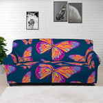 Orange And Purple Butterfly Print Sofa Cover