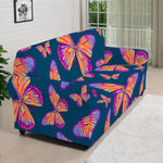 Orange And Purple Butterfly Print Sofa Cover