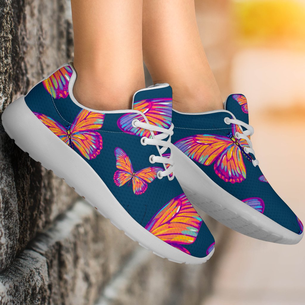 Orange And Purple Butterfly Print Sport Shoes GearFrost