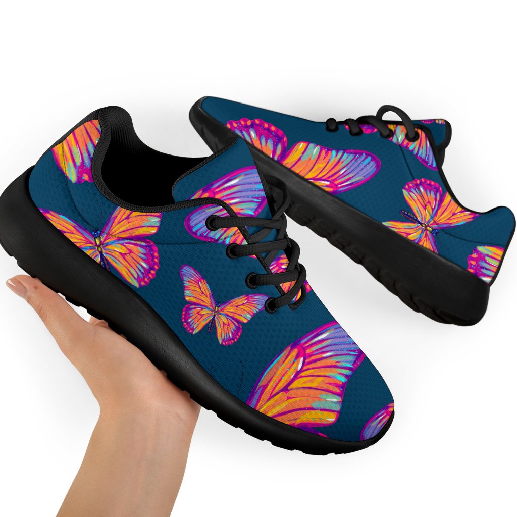 Orange And Purple Butterfly Print Sport Shoes GearFrost