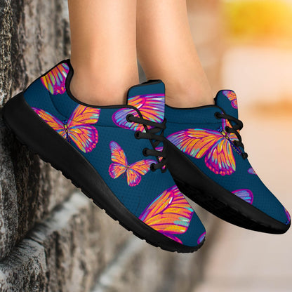 Orange And Purple Butterfly Print Sport Shoes GearFrost