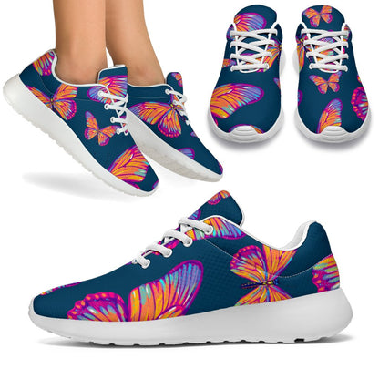 Orange And Purple Butterfly Print Sport Shoes GearFrost
