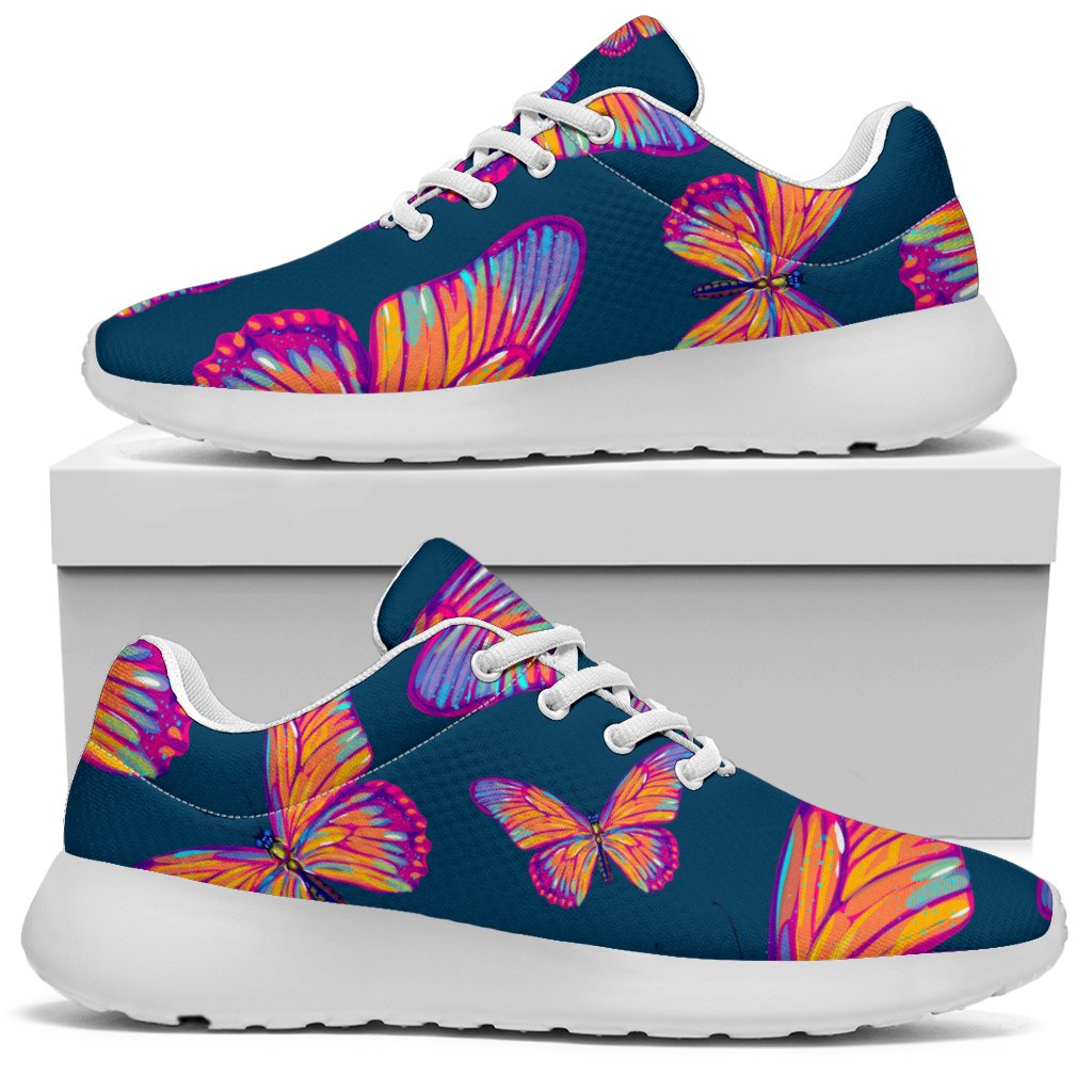 Orange And Purple Butterfly Print Sport Shoes GearFrost