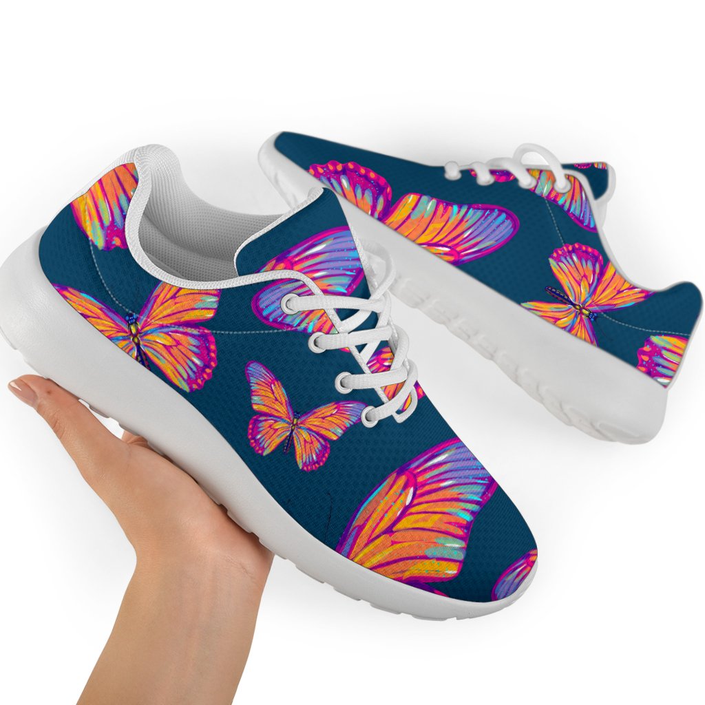 Orange And Purple Butterfly Print Sport Shoes GearFrost
