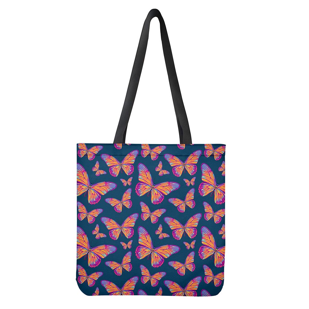 Orange And Purple Butterfly Print Tote Bag