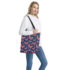 Orange And Purple Butterfly Print Tote Bag