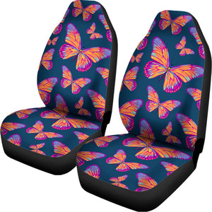 Orange And Purple Butterfly Print Universal Fit Car Seat Covers