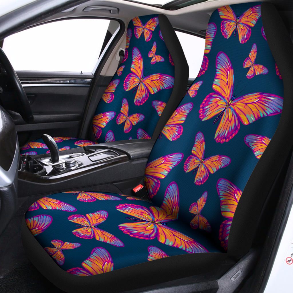 Orange And Purple Butterfly Print Universal Fit Car Seat Covers
