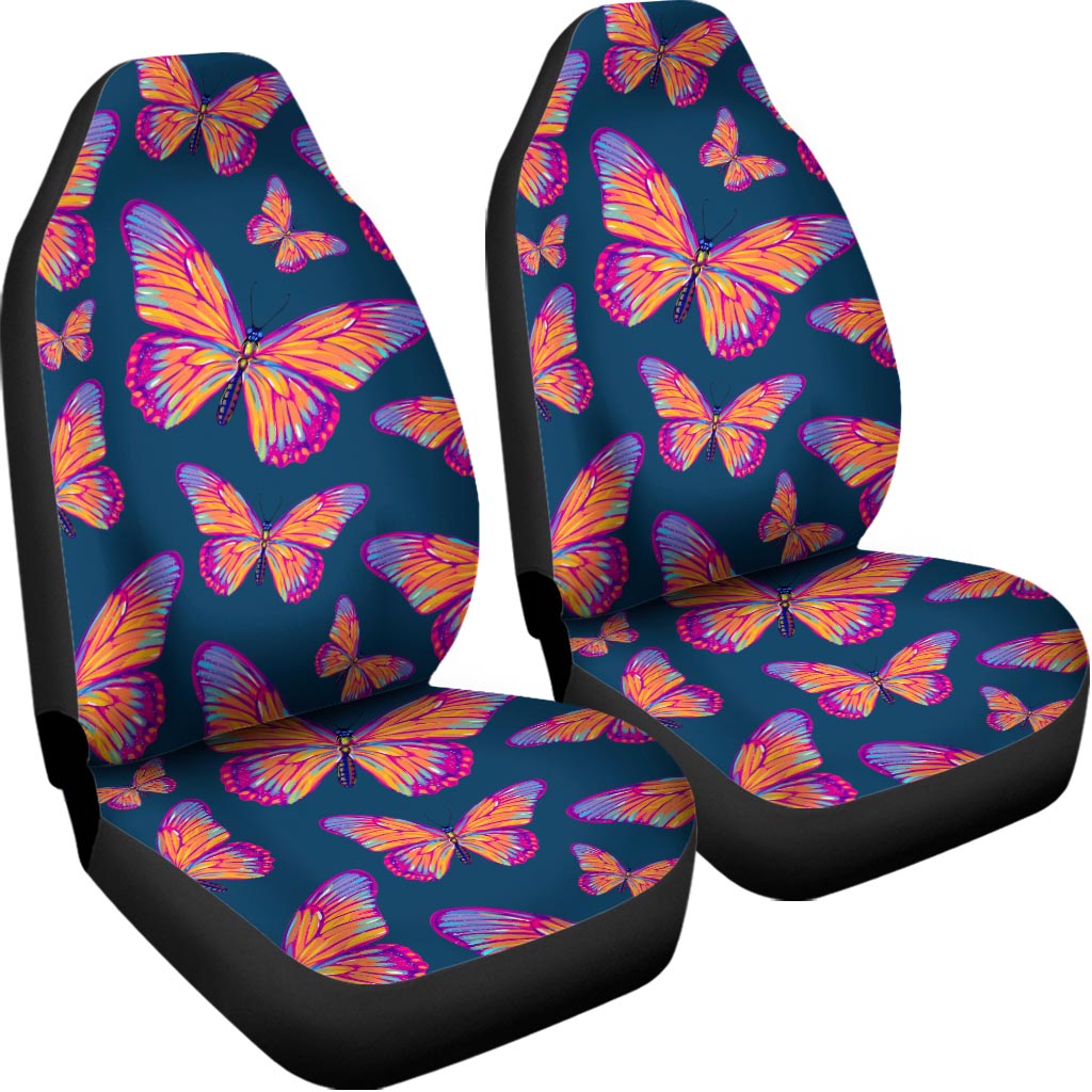 Orange And Purple Butterfly Print Universal Fit Car Seat Covers