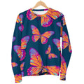 Orange And Purple Butterfly Print Women's Crewneck Sweatshirt