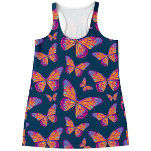 Orange And Purple Butterfly Print Women's Racerback Tank Top