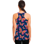 Orange And Purple Butterfly Print Women's Racerback Tank Top