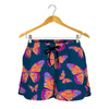 Orange And Purple Butterfly Print Women's Shorts