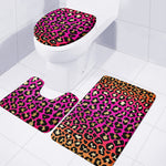 Orange And Purple Leopard Print 3 Piece Bath Mat Set