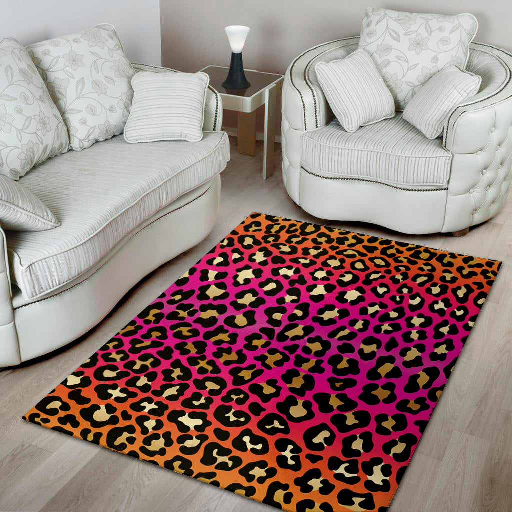 Orange And Purple Leopard Print Area Rug