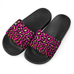 Orange And Purple Leopard Print Black Slide Sandals