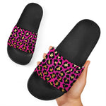 Orange And Purple Leopard Print Black Slide Sandals
