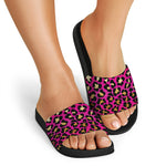 Orange And Purple Leopard Print Black Slide Sandals