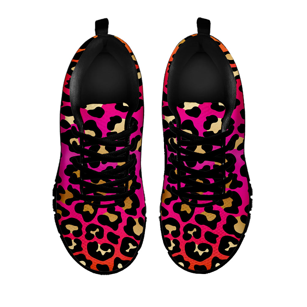 Orange And Purple Leopard Print Black Sneakers