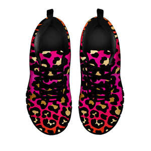 Orange And Purple Leopard Print Black Sneakers
