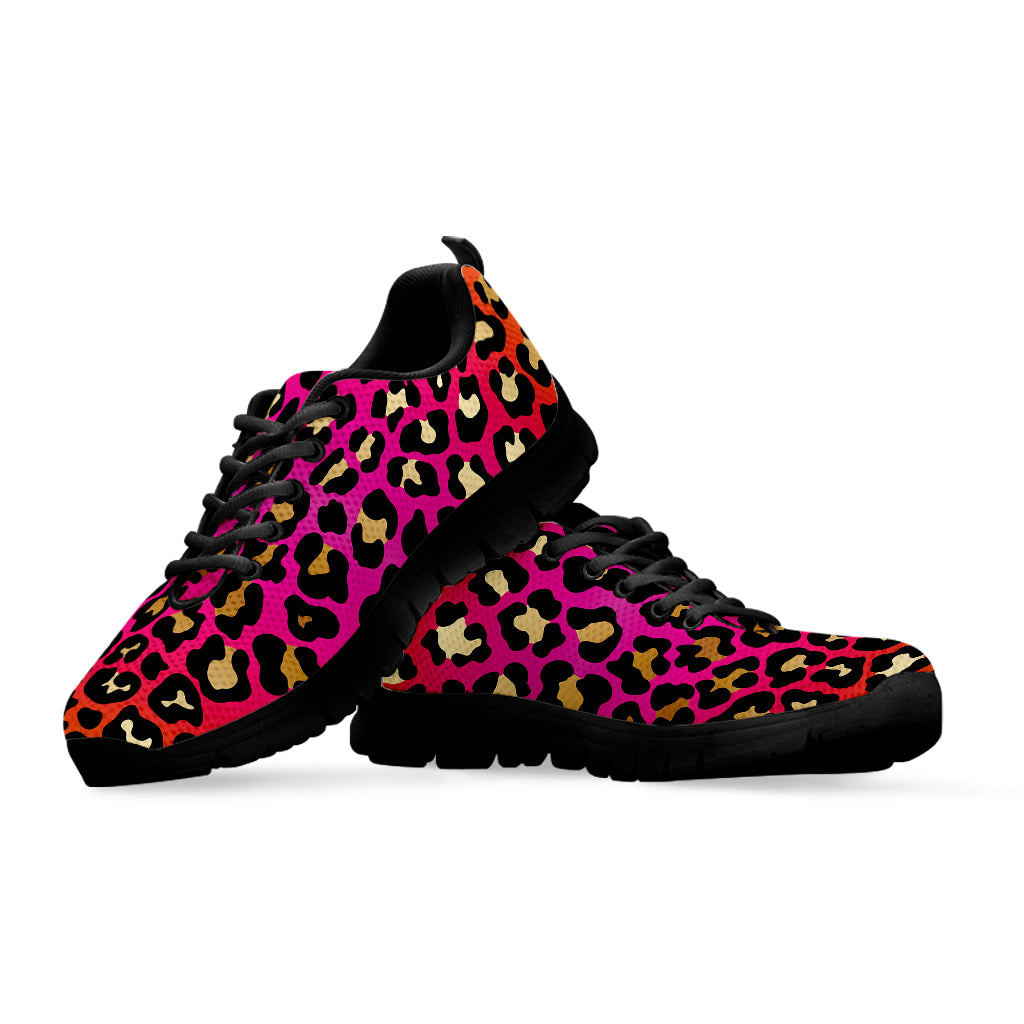 Orange And Purple Leopard Print Black Sneakers