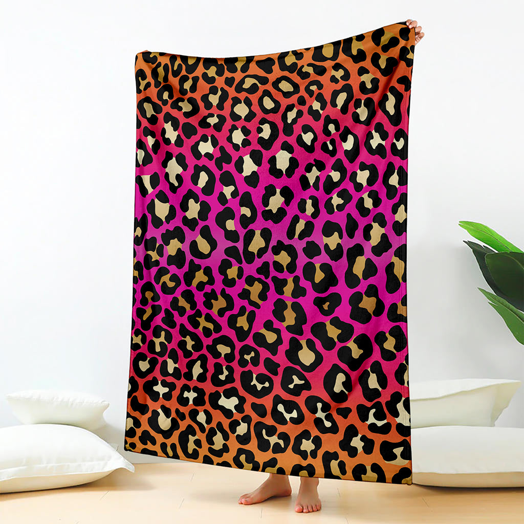 Orange And Purple Leopard Print Blanket