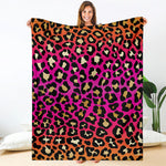 Orange And Purple Leopard Print Blanket