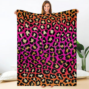 Orange And Purple Leopard Print Blanket